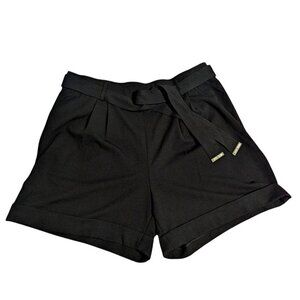 Anne Klein Shorts Cuffed Belt Dressy Polyester Pull On Size Large Black